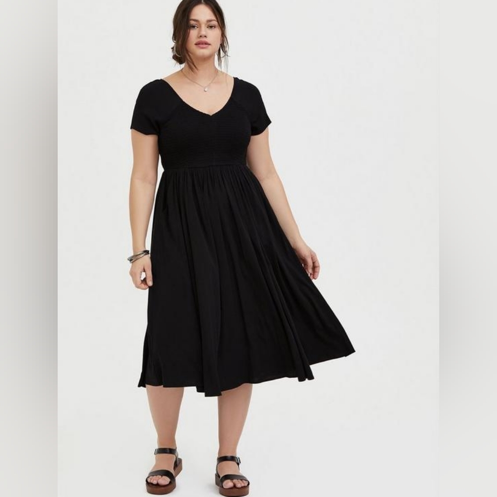 Midi Challis Smocked Dress (B4-16)